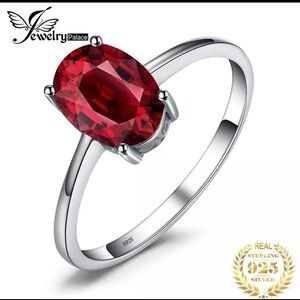 JewelryPalace Oval Red Genuine Garnet 925 SS. 5*